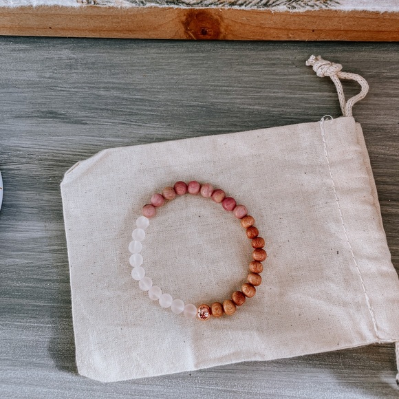 Gemstone Bracelet-Rhodonite, Rose Quartz, Rosewood - Picture 5 of 5